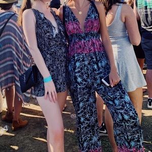 Topshop Embroidered Wide Leg Jumpsuit